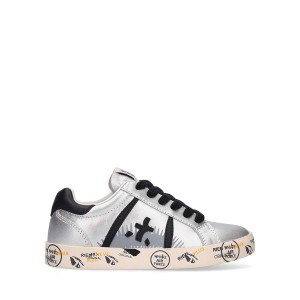Premiata Andy 9335B Leather Laced Sneakers Kinderen Silver/Black | BE197-8650