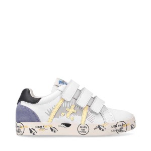 Premiata Andy 9345V Casual Leather Sneakers Kinderen White/Yellow | BE842-0752